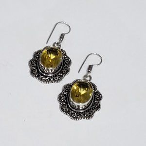 Hand Crafted Silver and Yellow Earrings